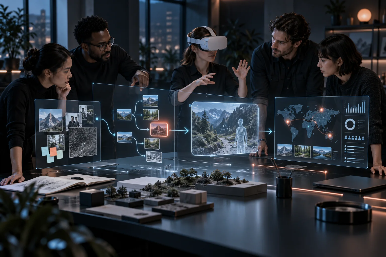 Multidisciplinary team mapping an immersive scenario from discovery through global deployment